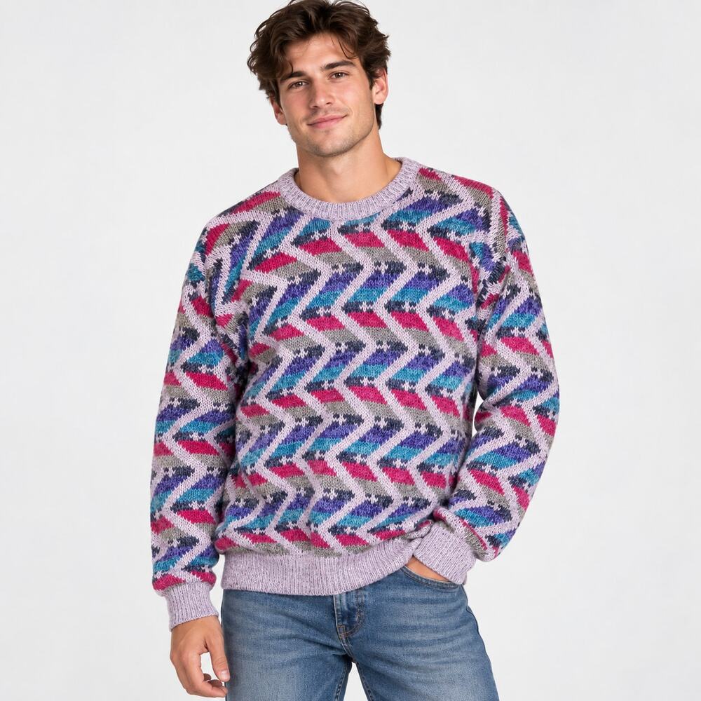 Northern Isles Sweater Men's Size M Multicolor Chunky Ski Retro Casual Vintage